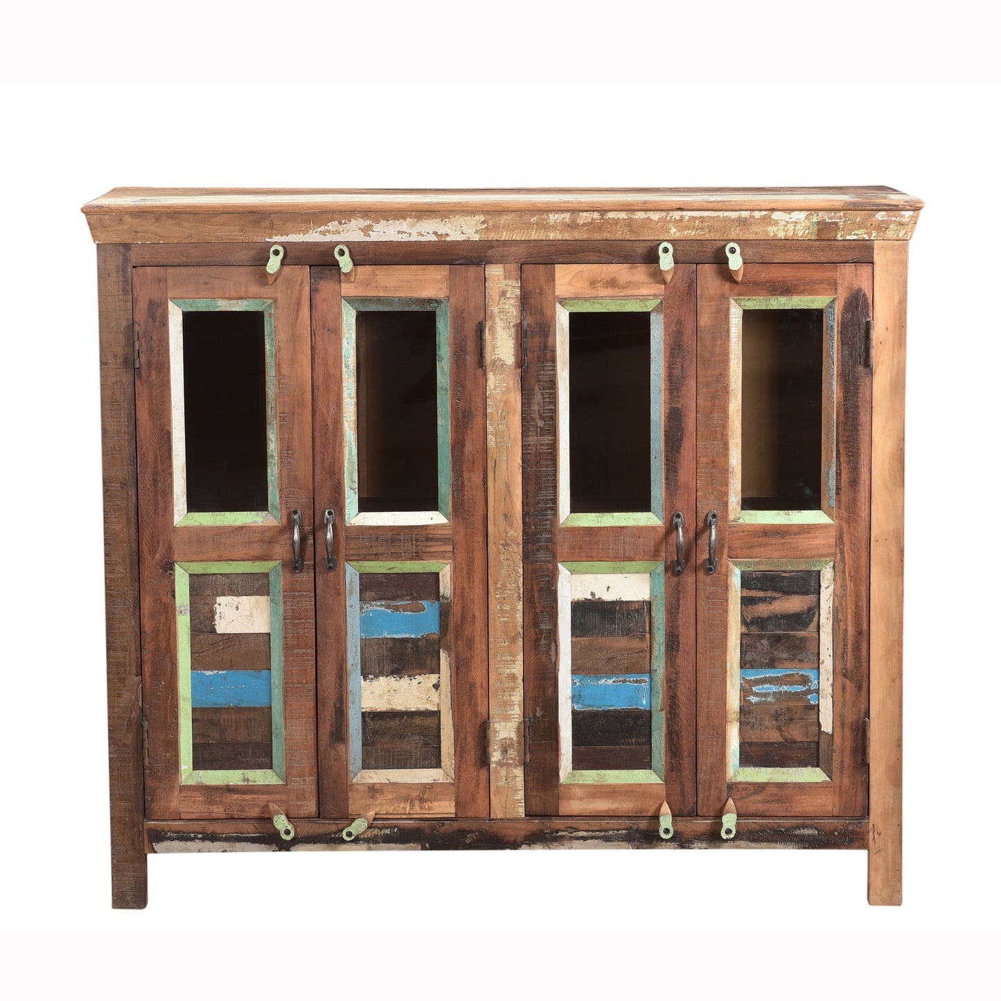 Kommode Vitrine aus Altholz & Glas