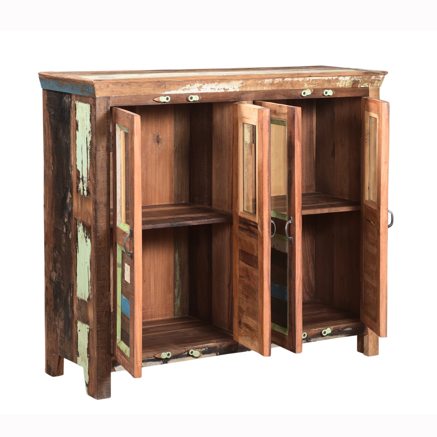 Kommode Vitrine aus Altholz & Glas