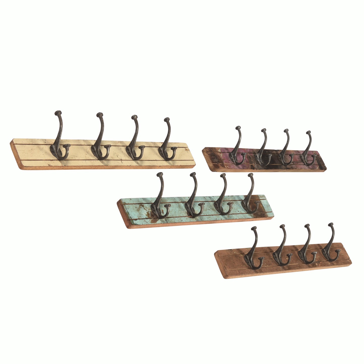 Garderobe >Stripe< aus Altholz - 4 Haken