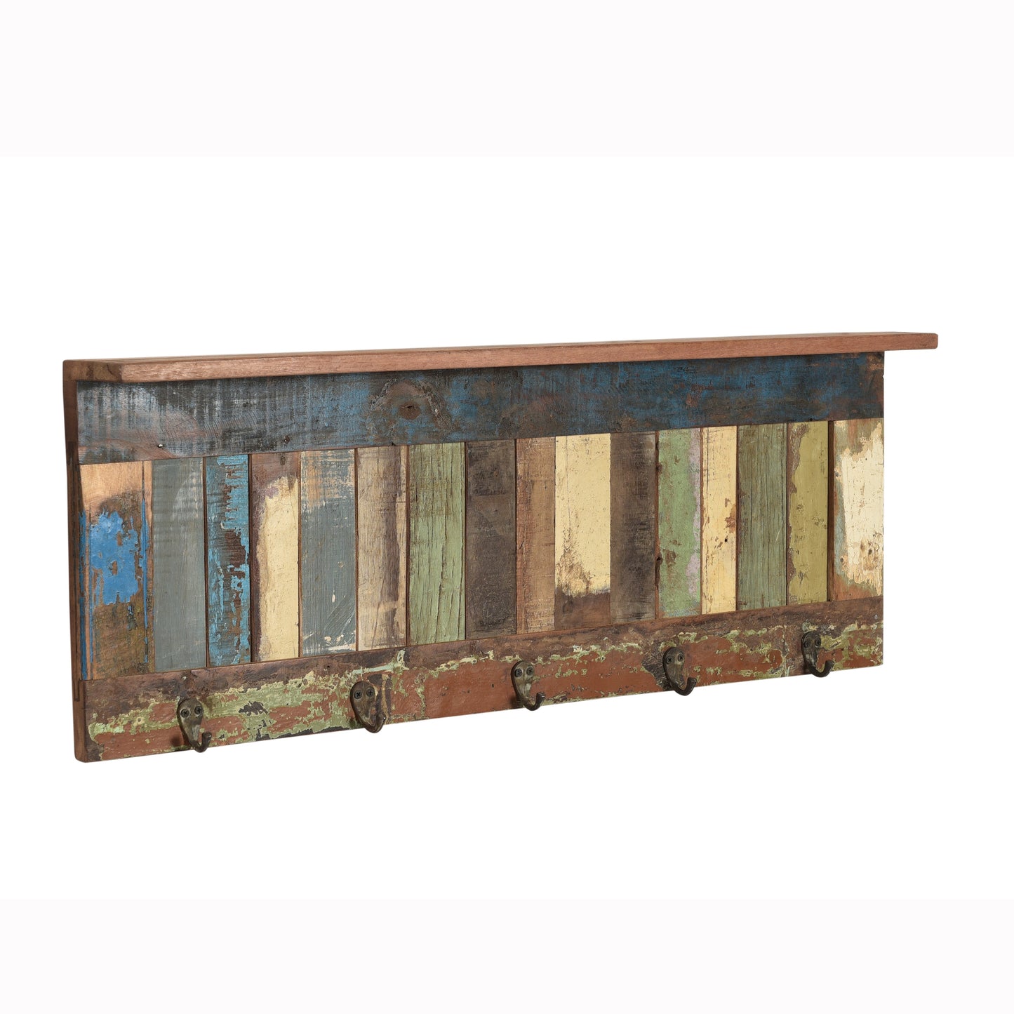 Garderobe >Stripe< aus Altholz mit 5 Haken