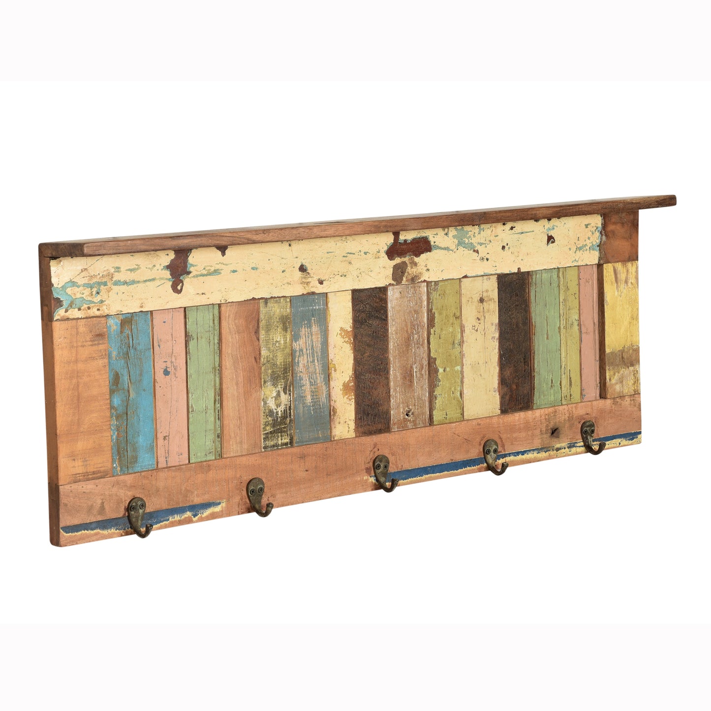 Garderobe >Stripe< aus Altholz mit 5 Haken