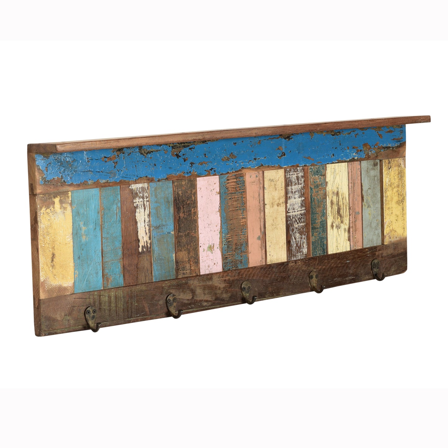 Garderobe >Stripe< aus Altholz mit 5 Haken