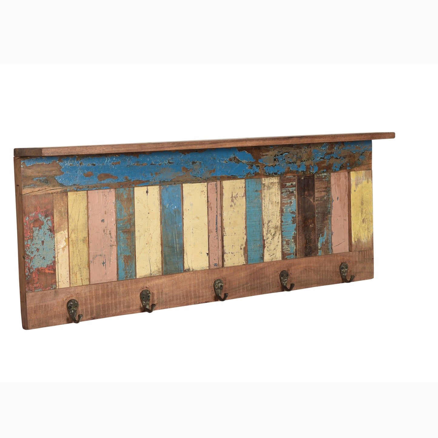 Garderobe >Stripe< aus Altholz mit 5 Haken