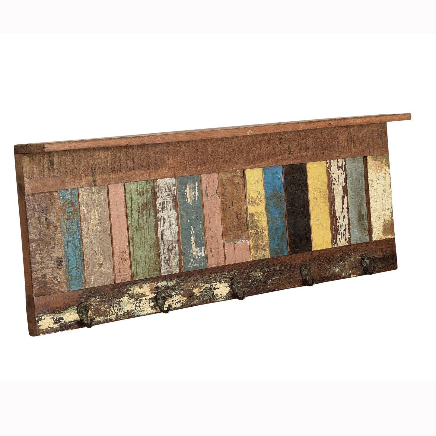 Garderobe >Stripe< aus Altholz mit 5 Haken