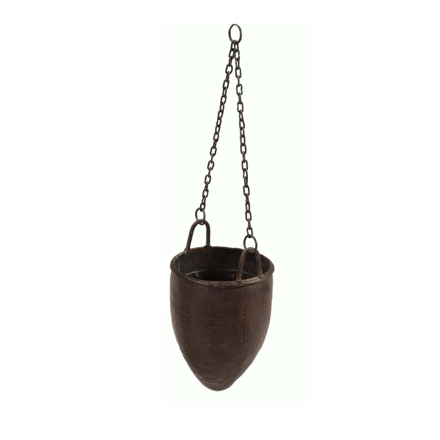 Hängetopf aus Metall mit Ketten