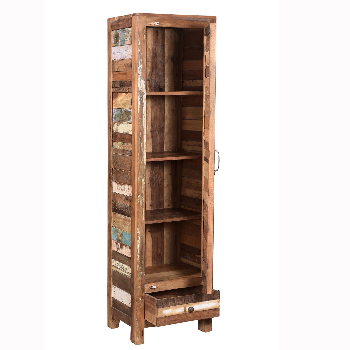 Highboard >Stripe< aus Altholz mit Tür & Schublade