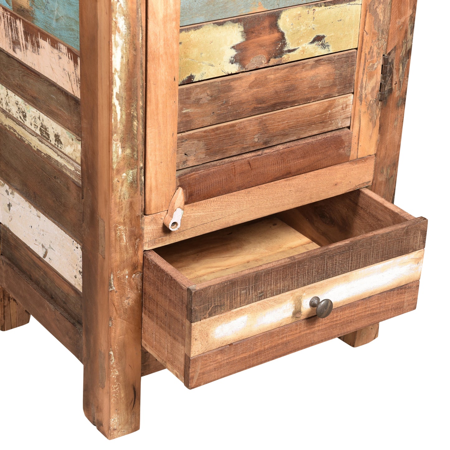 Highboard >Stripe< aus Altholz mit Tür & Schublade