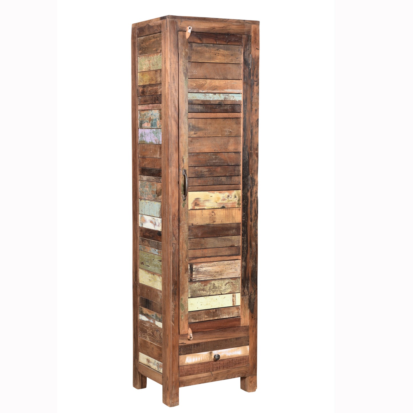 Highboard >Stripe< aus Altholz mit Tür & Schublade