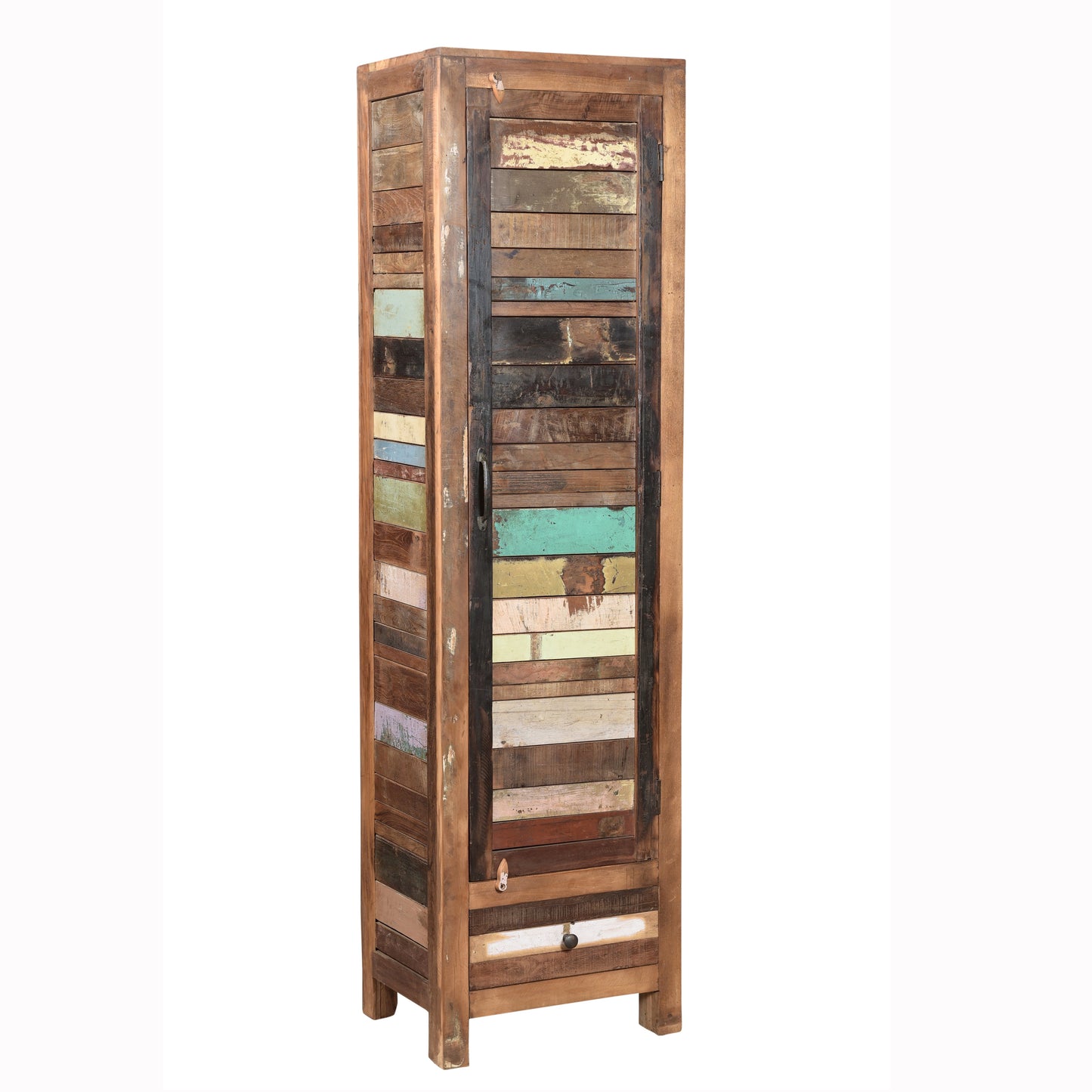 Highboard >Stripe< aus Altholz mit Tür & Schublade
