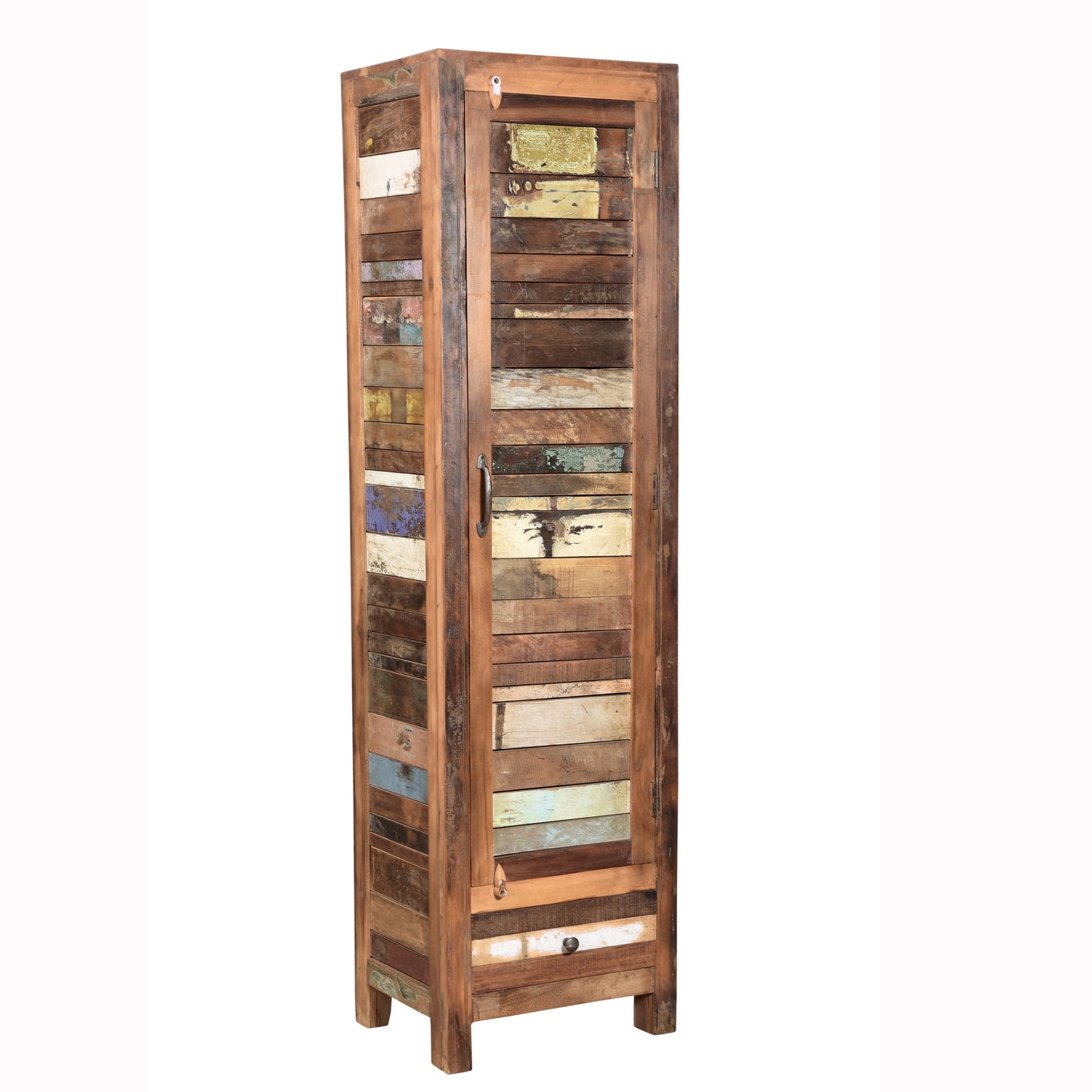 Highboard >Stripe< aus Altholz mit Tür & Schublade