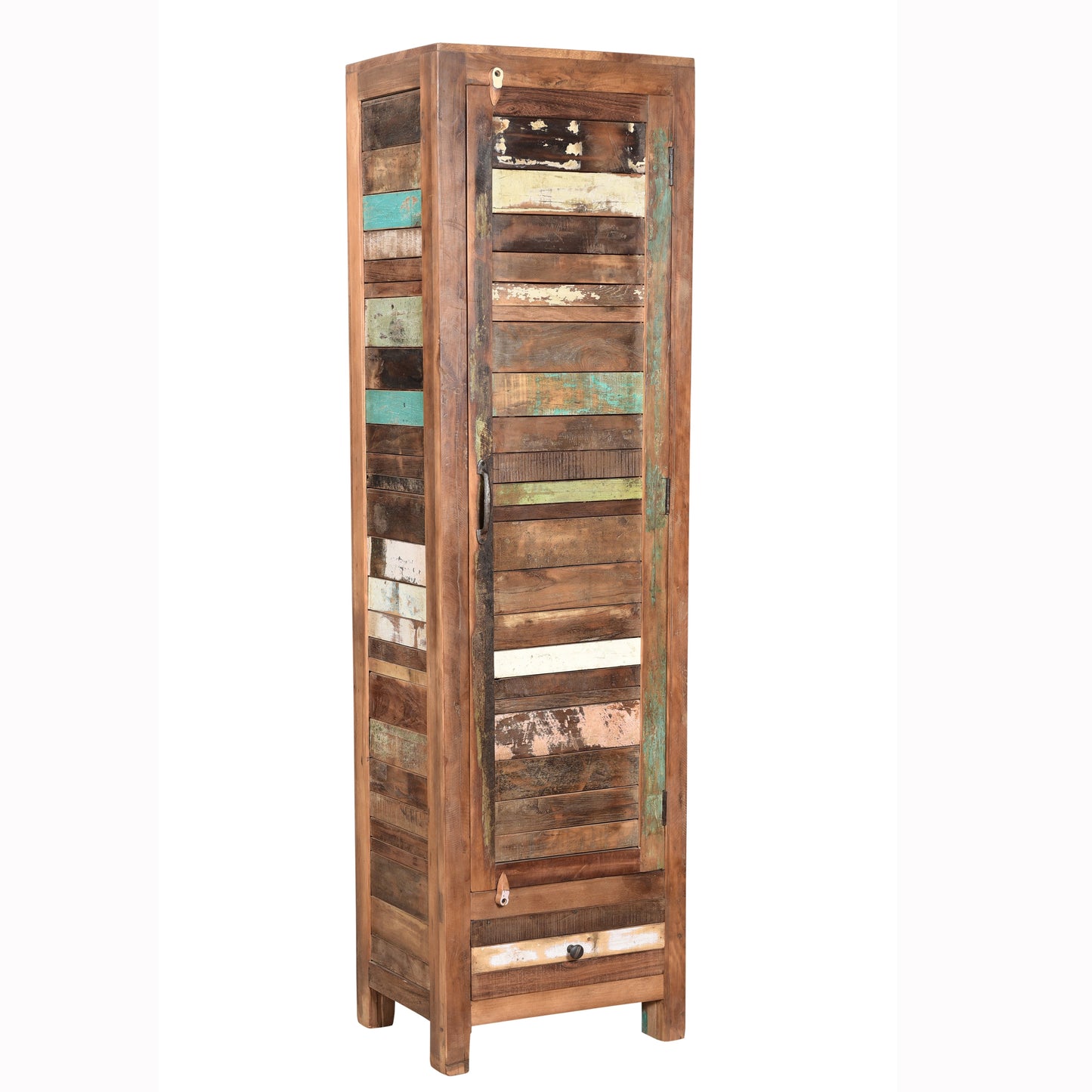 Highboard >Stripe< aus Altholz mit Tür & Schublade