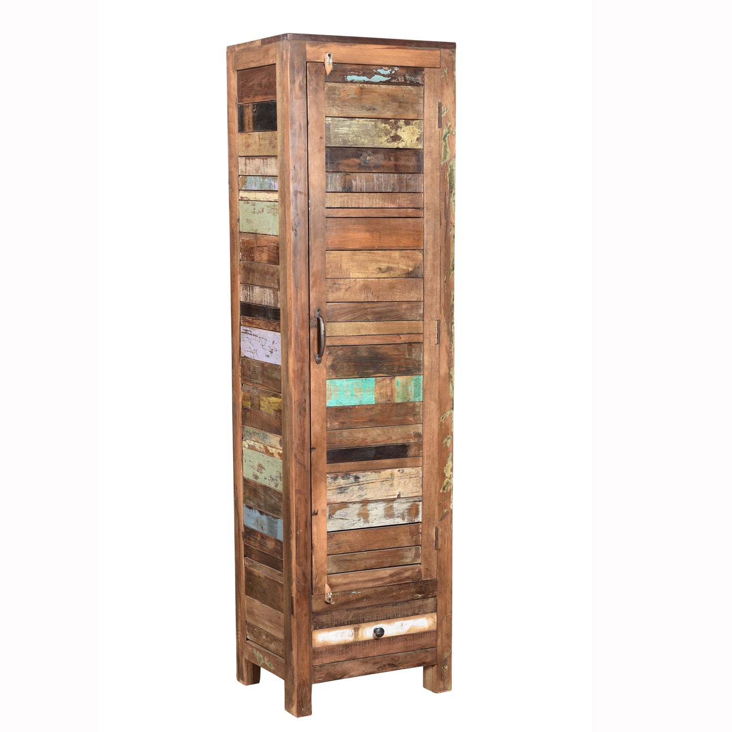 Highboard >Stripe< aus Altholz mit Tür & Schublade