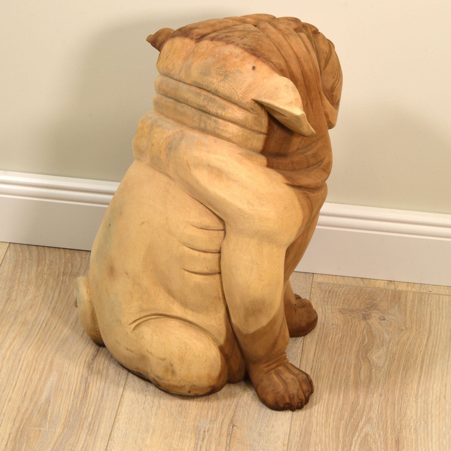 Bulldogge aus Suar Holz geschnitzt Handarbeit