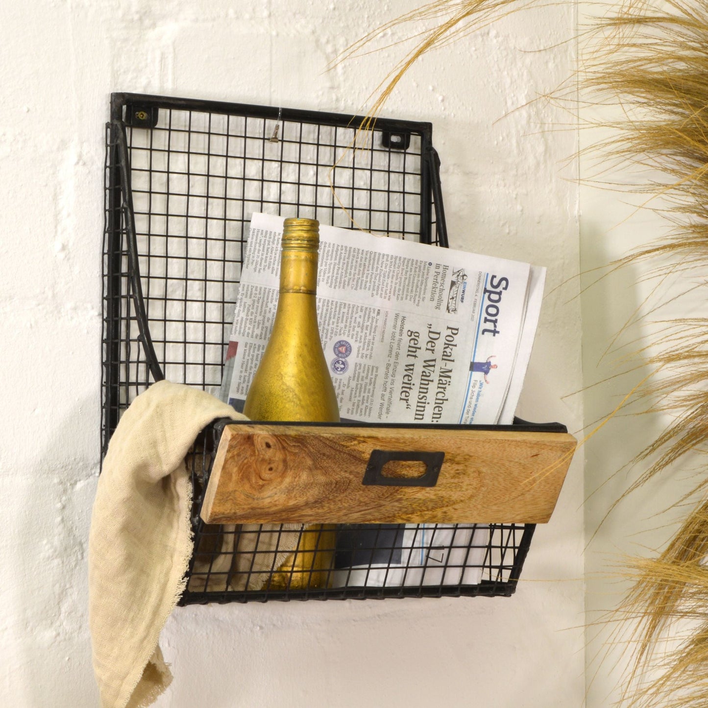 Hängekorb Regal aus Metall Korb mit Wandhalterung - 1 Fach