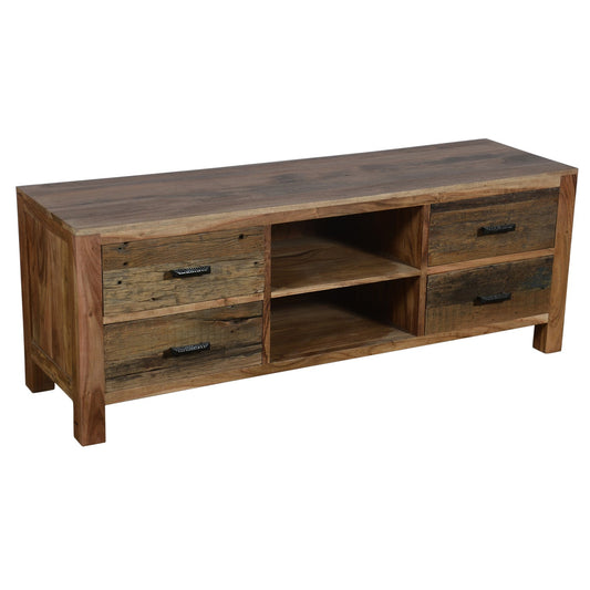 TV-Board >Medan< Akazie mit Altholz 4 Schubladen & Regale
