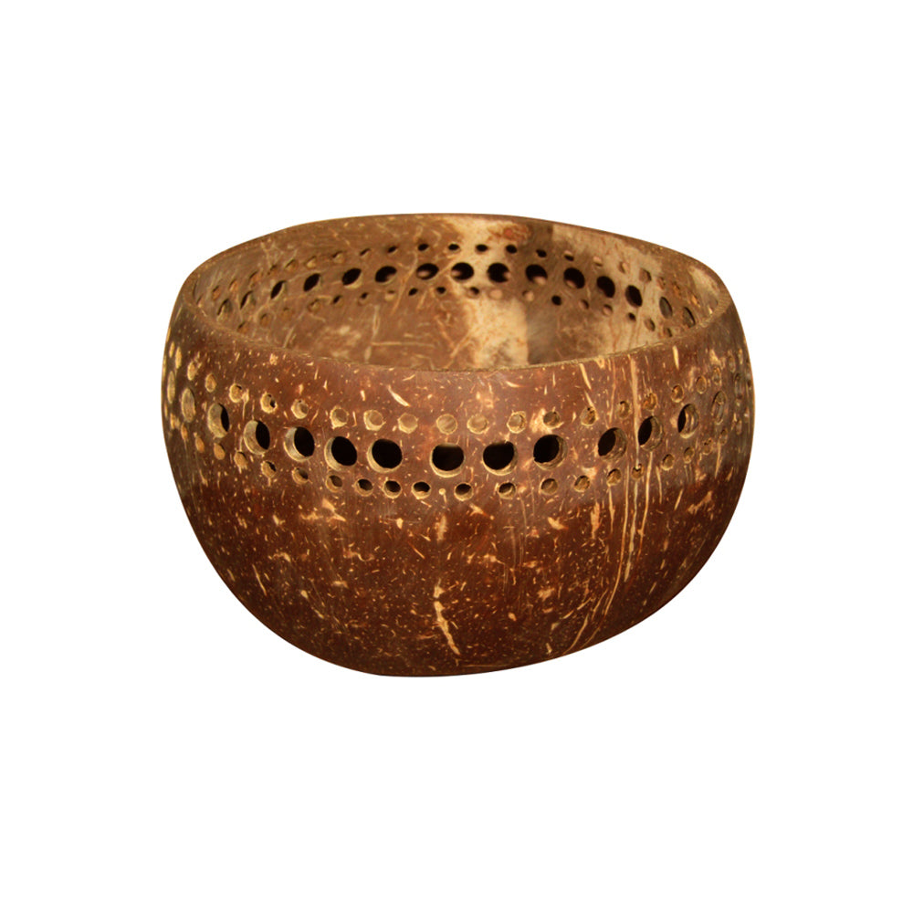 Kokosnuss Schale Windlicht Dekoschale mit Punkten