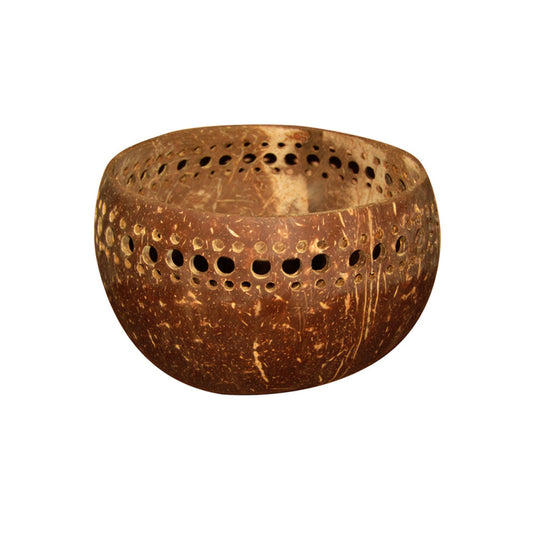 Kokosnuss Schale Windlicht Dekoschale mit Punkten