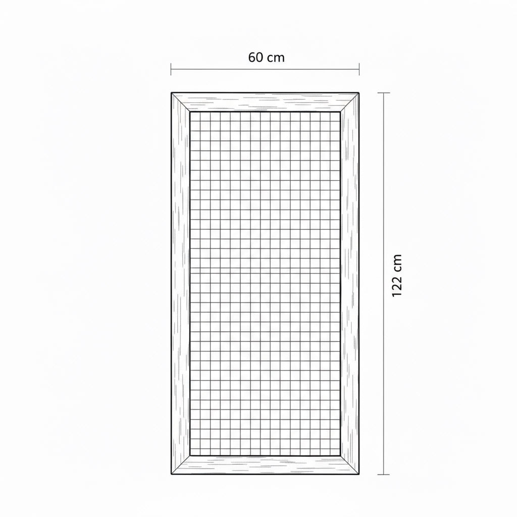 Holzrahmen mit Metallgitter