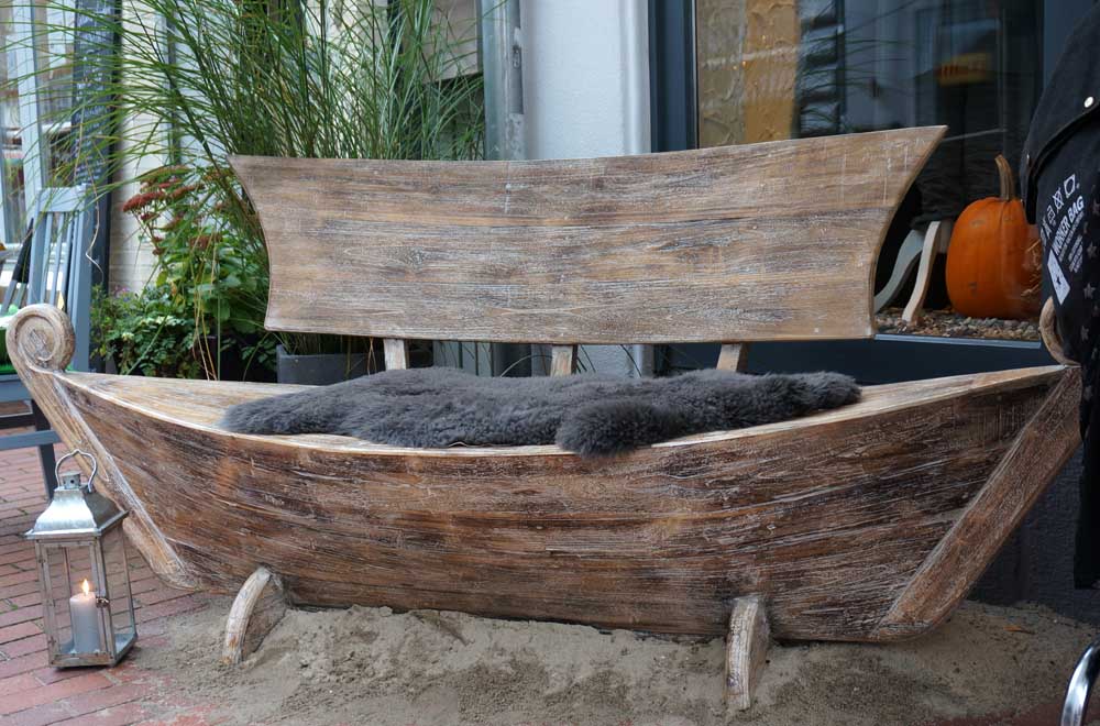 Bootsbank >Sailor< Gartenbank Boot Teakholz - versch. Größen & Farben