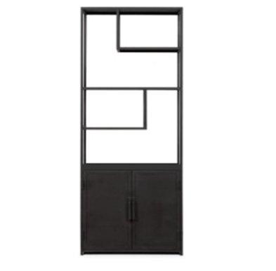 Buchregal Standregal aus Metall schwarz - 2 Türen