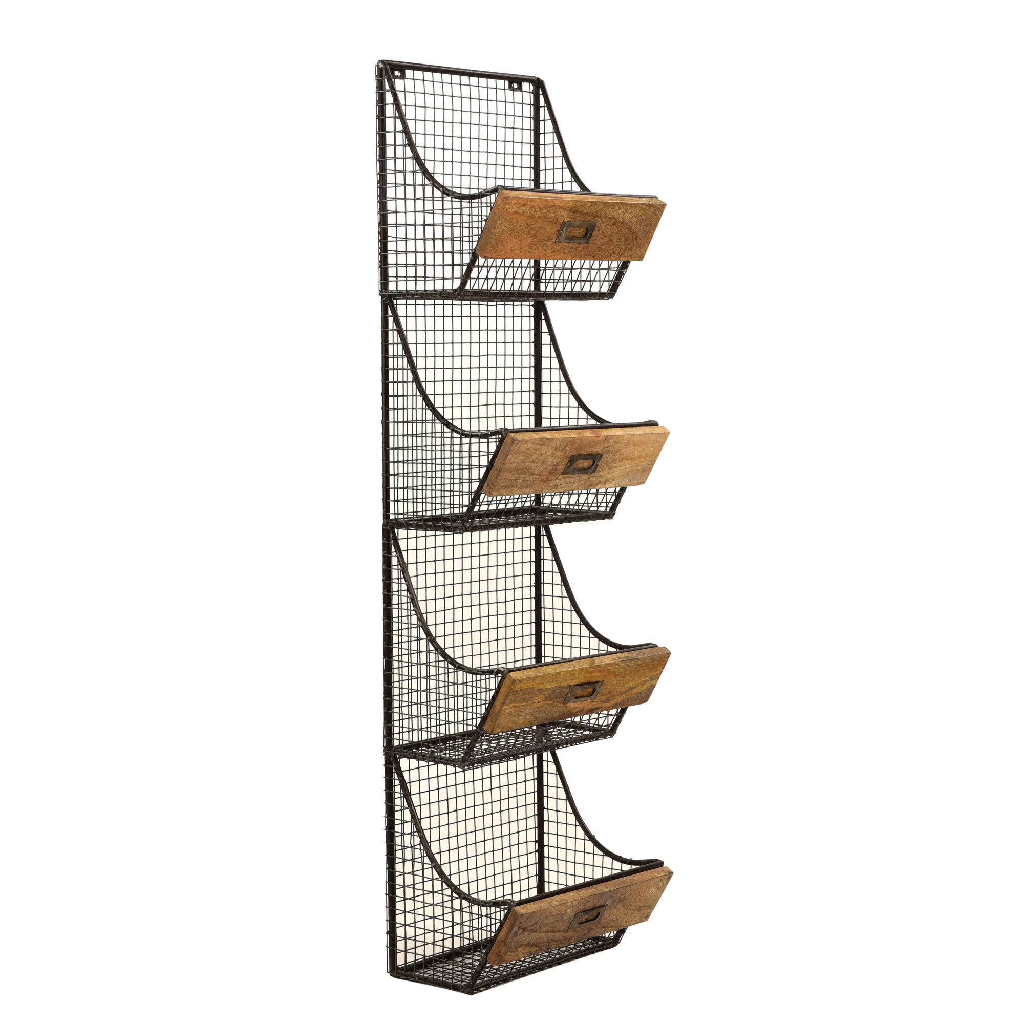 Wandregal mit Körben – 4 Fächer Industrial Stil – unikada