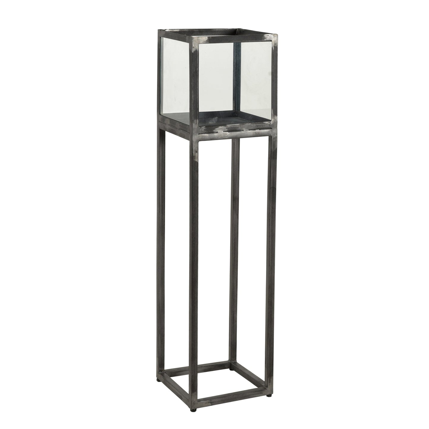 Windlicht Säule aus Metall und Glas