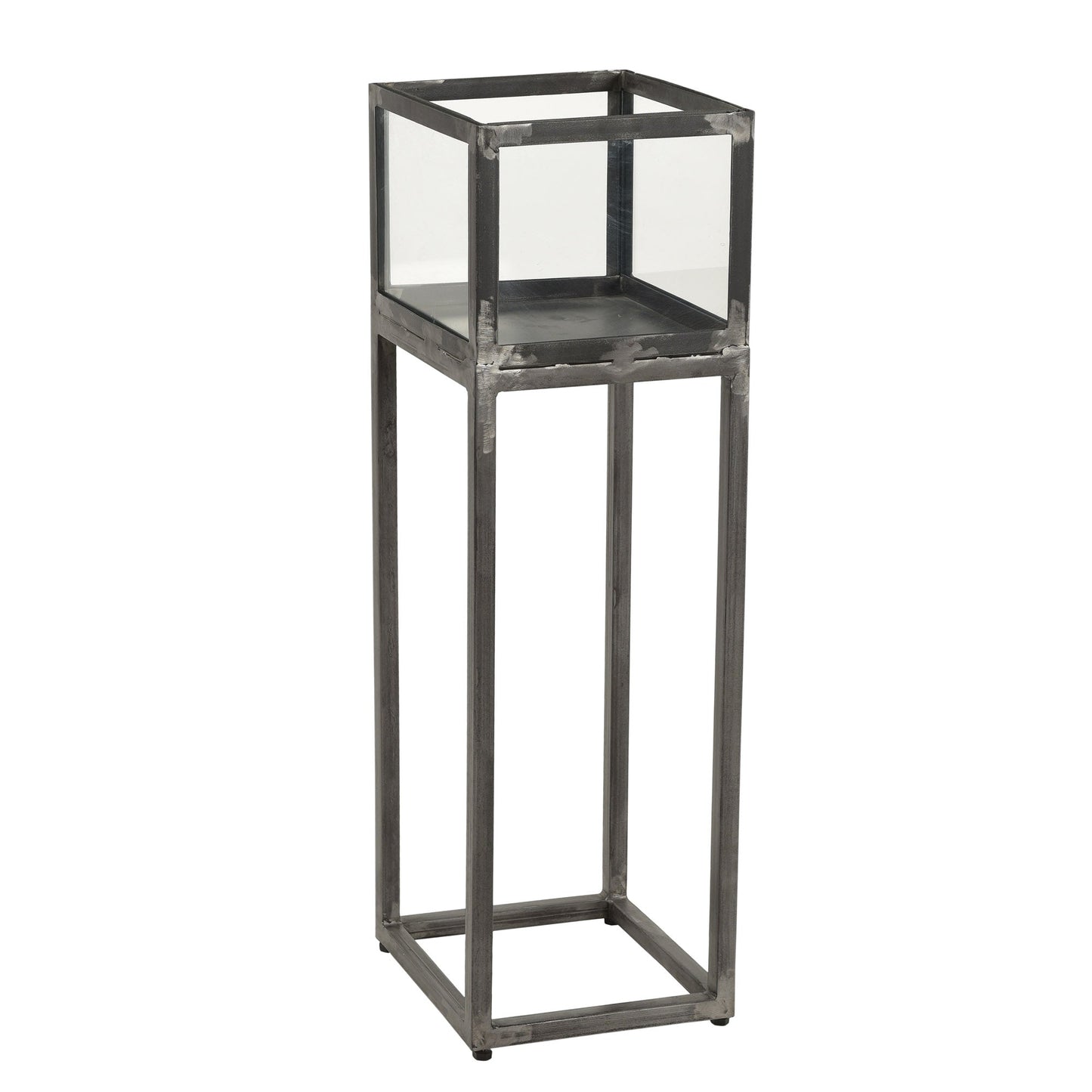 Windlicht Säule aus Metall und Glas