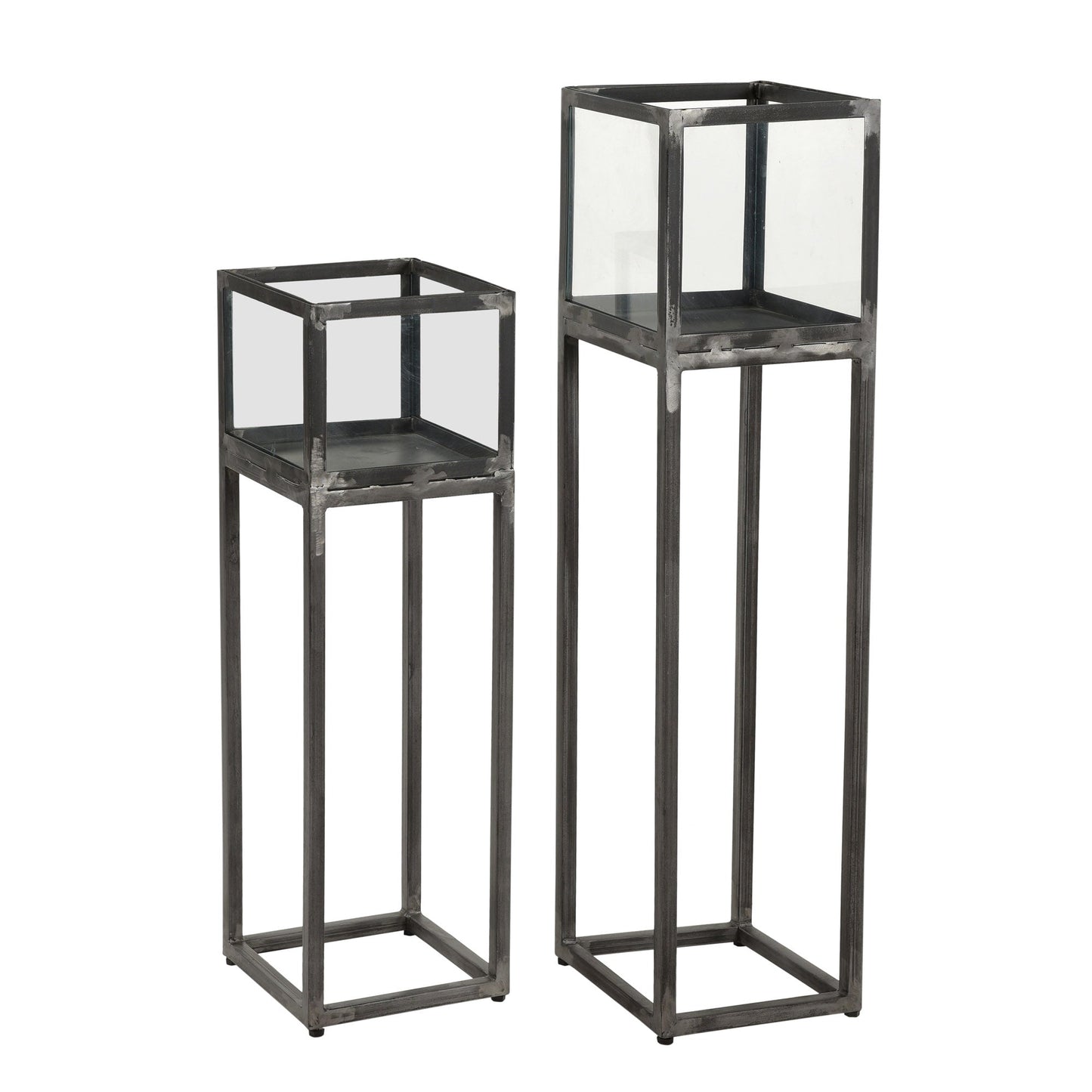 Windlicht Säule aus Metall und Glas