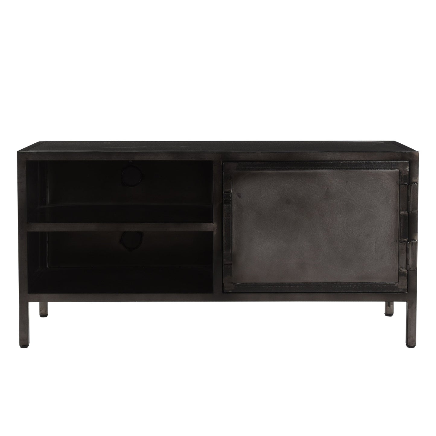 TV-Board Dallas aus Metall 110 cm - 1 Tür & offenes Regal