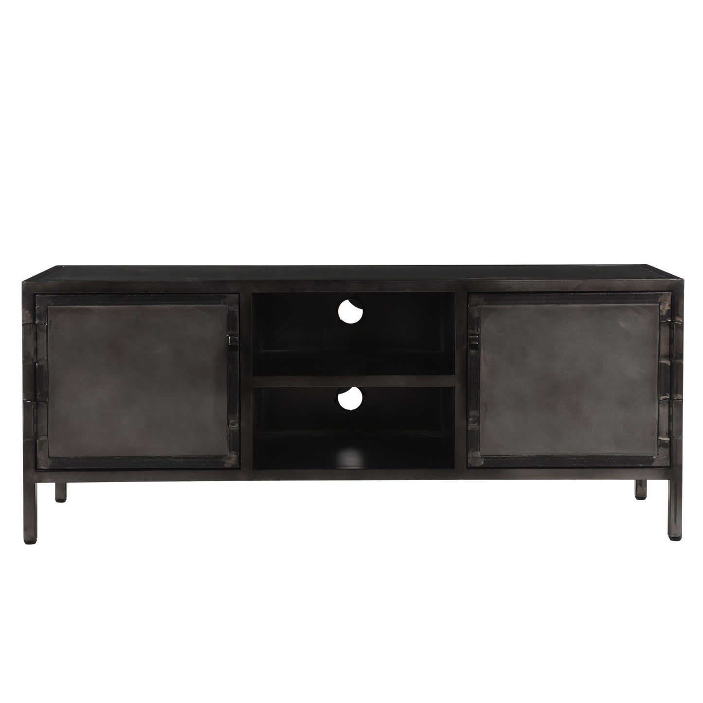 TV-Board Dallas aus Metall 140 cm - 2 Türen & offenes Regal