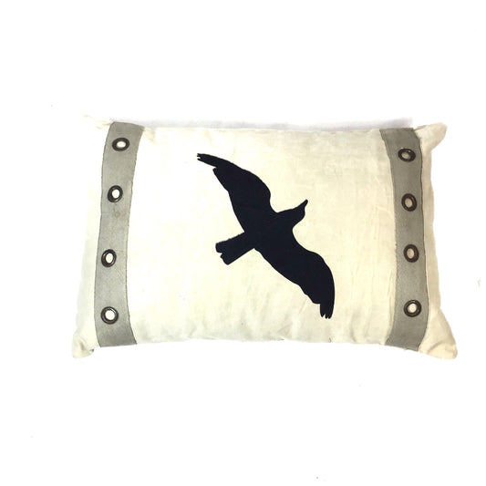 Canvas Kissen Möve sandfarben mit Ösen 60x40cm