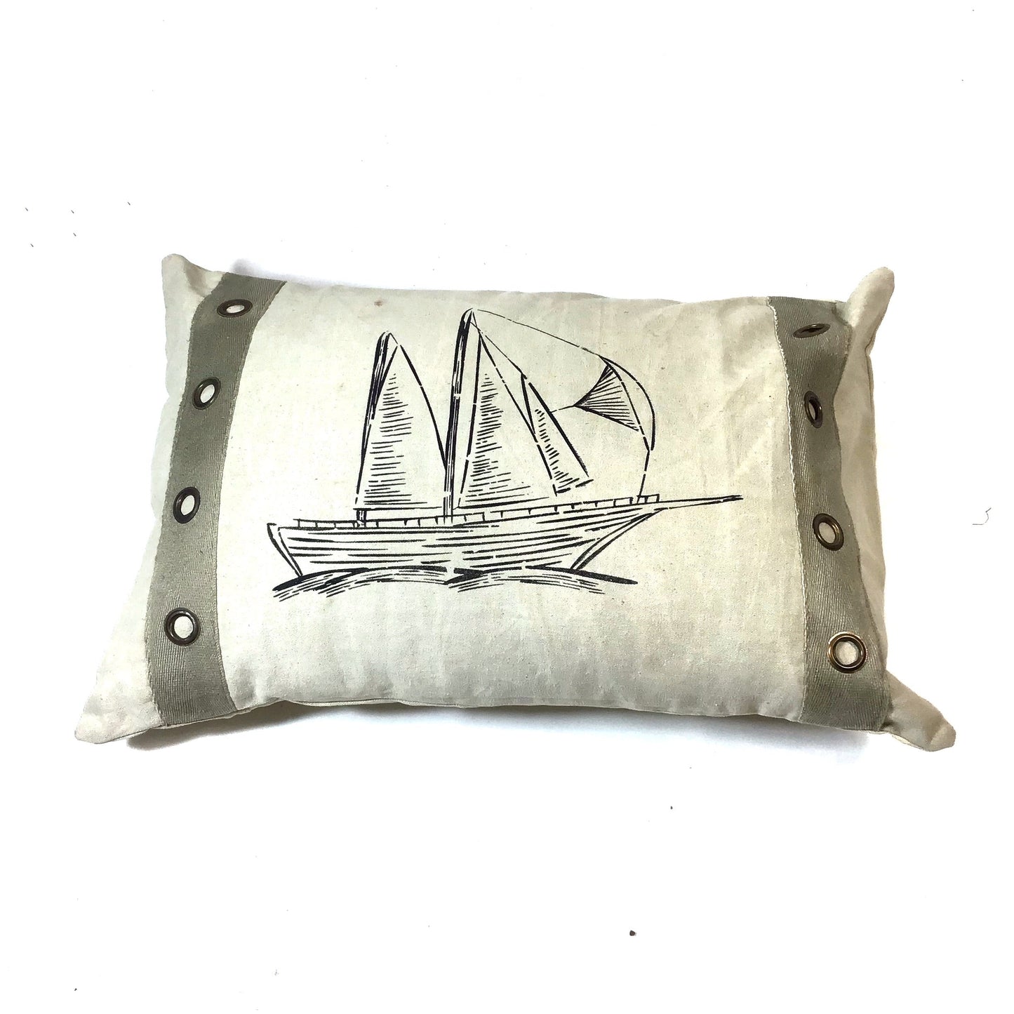 Canvas Kissen Segelboot mit Ösen 60x40cm