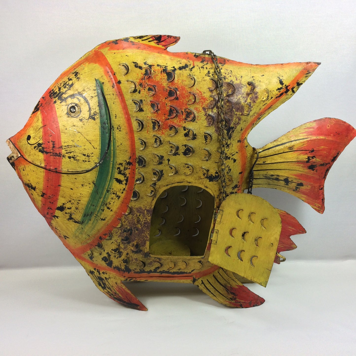 Metalllaterne Fisch mit Kette zum Hängen