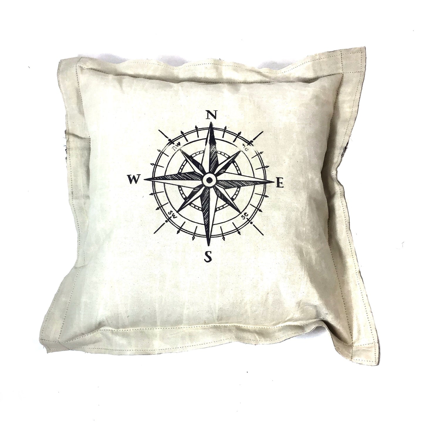 Canvas Kissen Kompass Stehsaum 50x50cm Windrose - versch. Farben