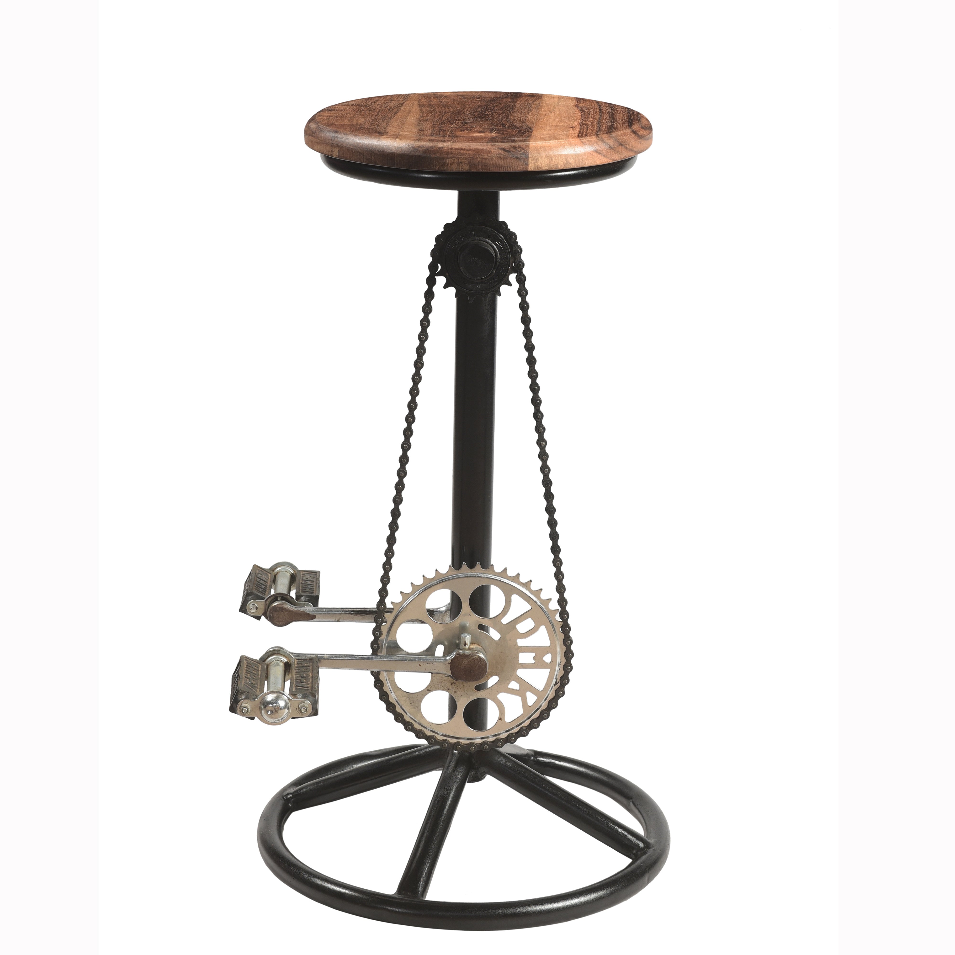 Barhocker Barstuhl >Cycle< aus Metall und Altholz – unikada
