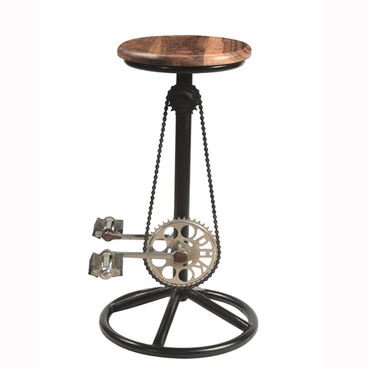 Barhocker Barstuhl >Cycle< aus Metall und Altholz