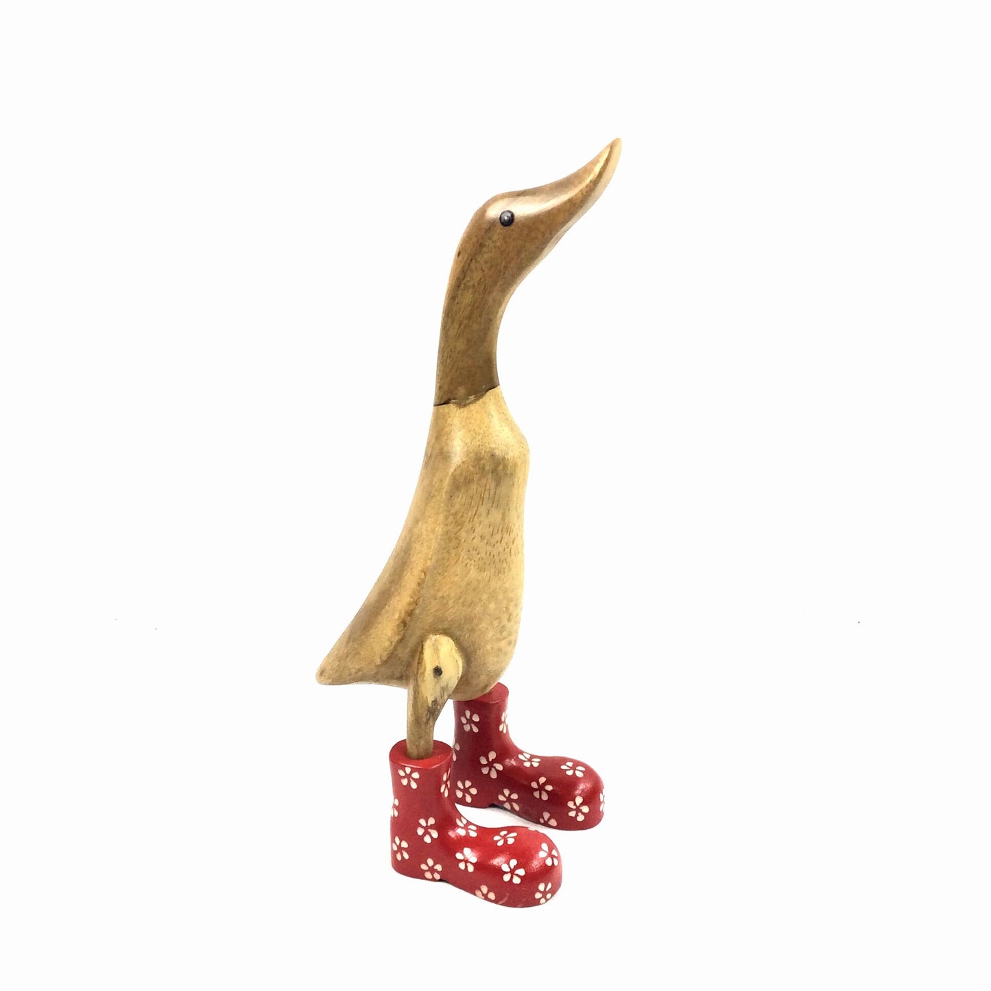 Ente mit Stiefel aus Bambuswurzel