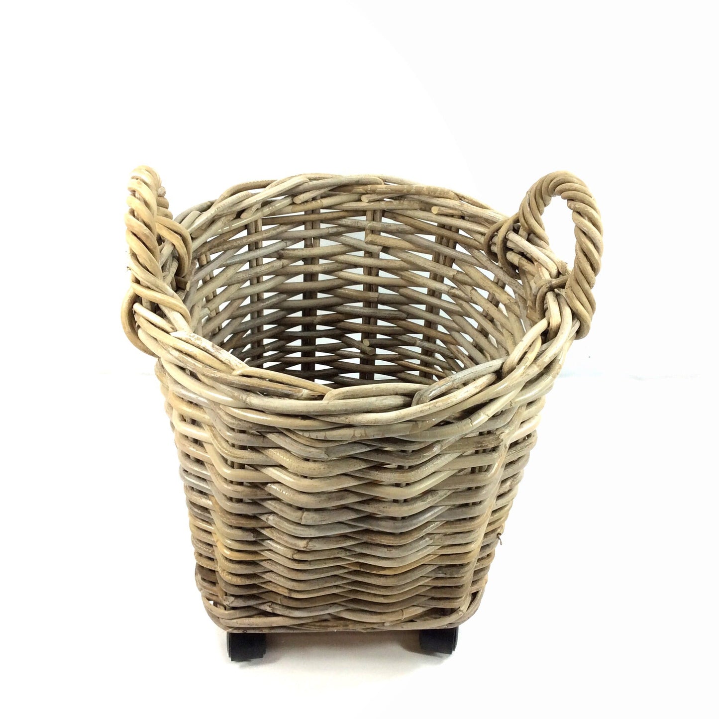Flechtkorb rund mit Rollen