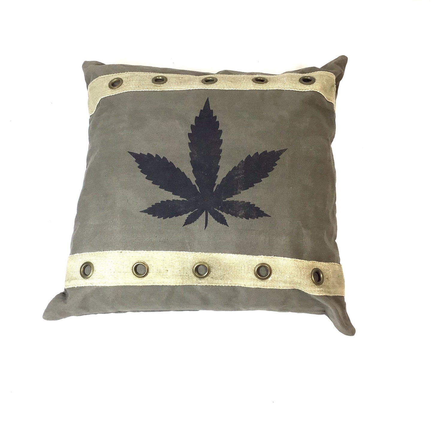 Canvas Kissen Hanfblatt mit Ösen 50x50cm - versch. Farben
