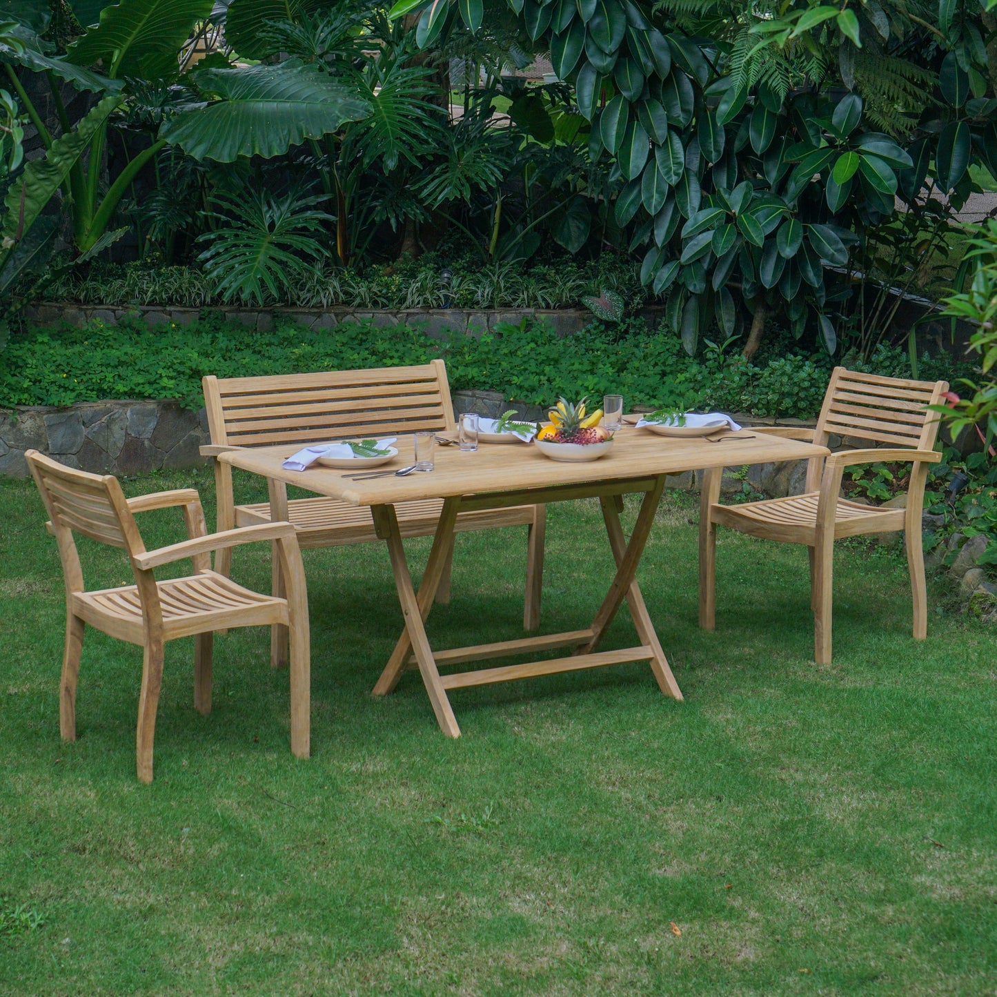 Gartenbank >Karimata< Premium Teak stapelbar