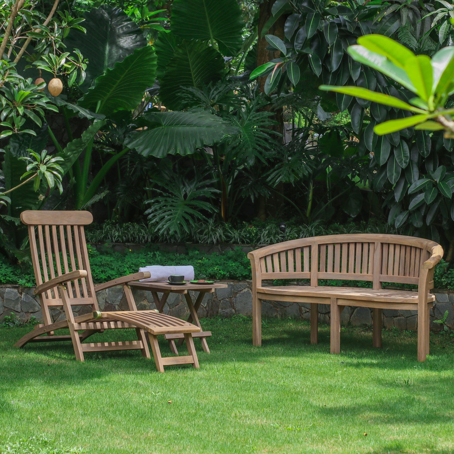 Gartenstuhl >Mojo< Teakholz Lounge Deckchair