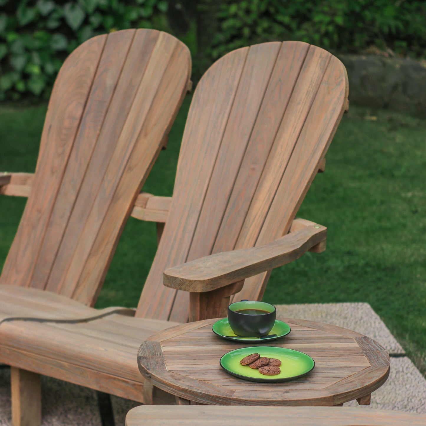 Premium Gartenbank >America< Teakholz Lounge Sessel - Grey Wash