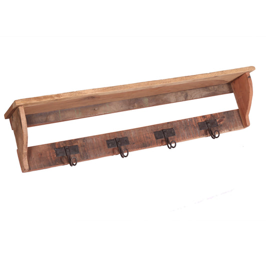 Garderobe mit Ablage aus Altholz Wandgarderobe - 4 Haken