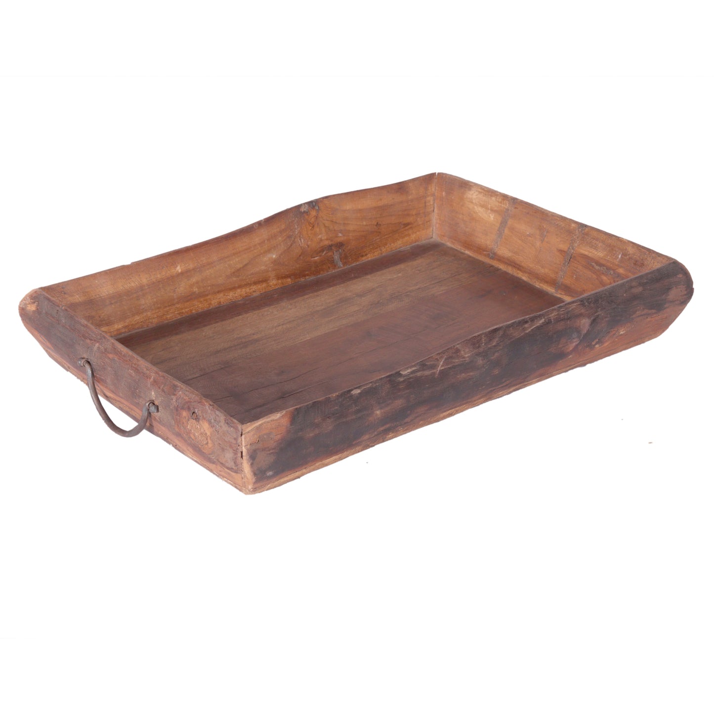 Tablett aus Recycle Holz mit Metallgriffen - 2 Größen