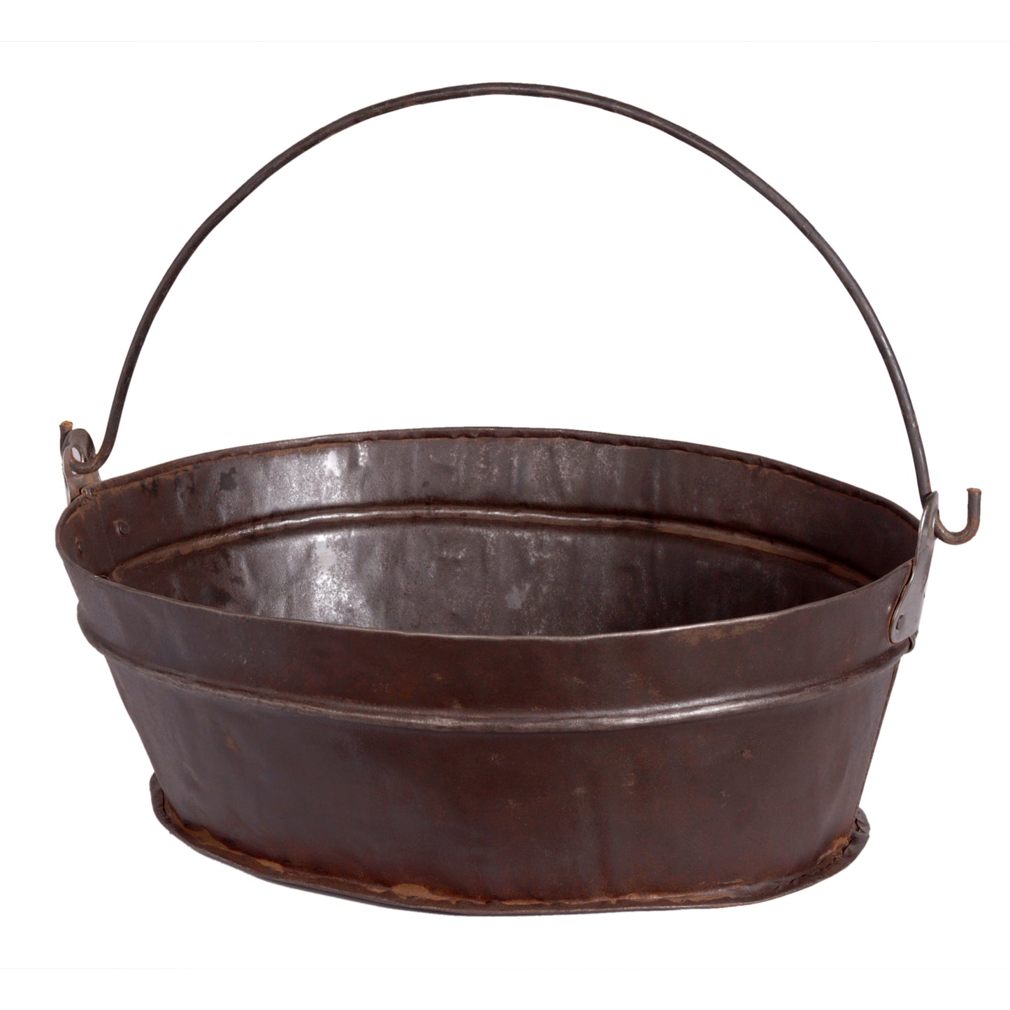 Eimer Wanne oval aus Eisen Antik mit Henkel