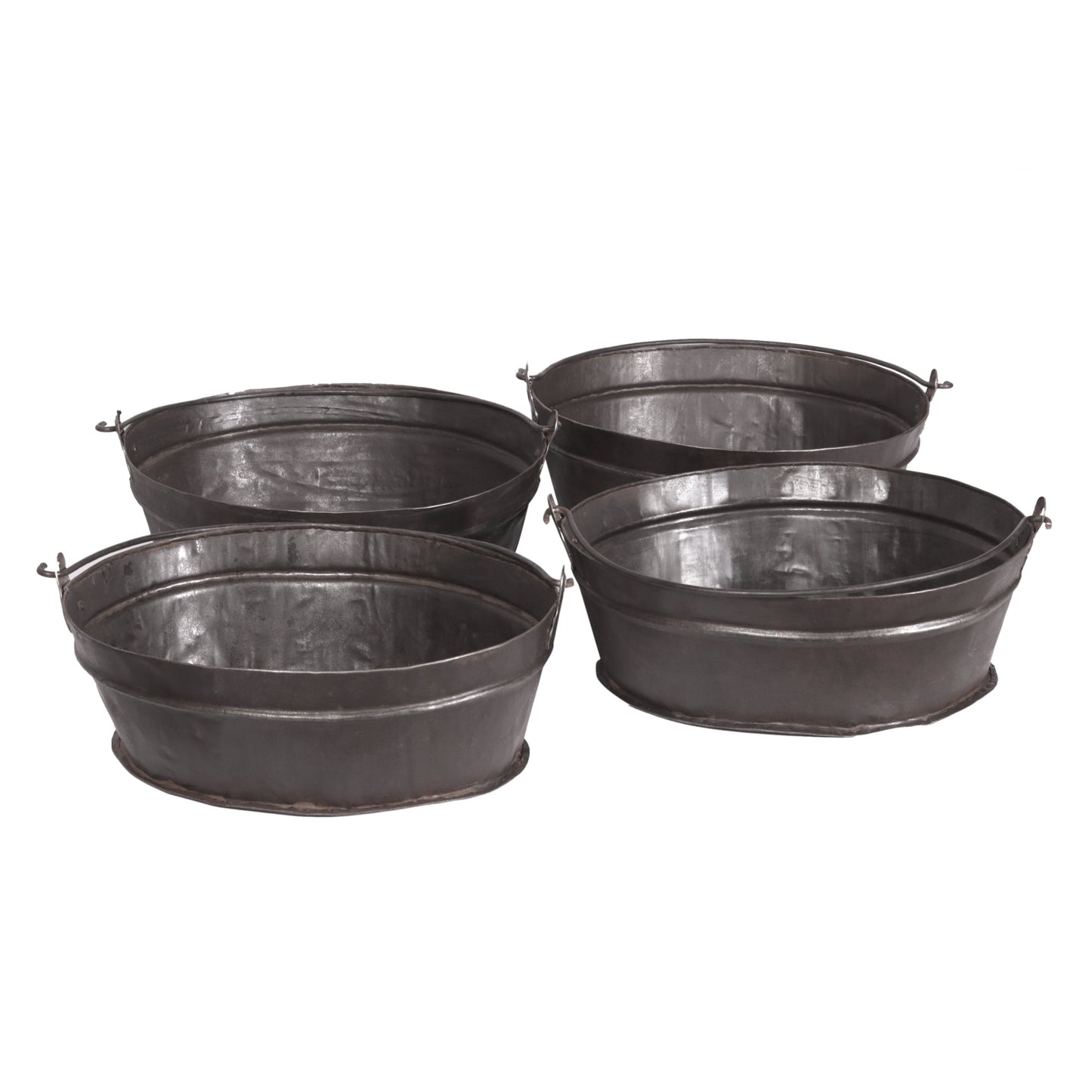 Eimer Wanne oval aus Eisen Antik mit Henkel