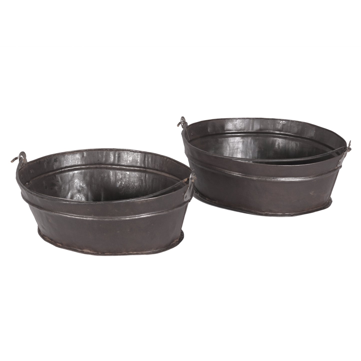 Eimer Wanne oval aus Eisen Antik mit Henkel