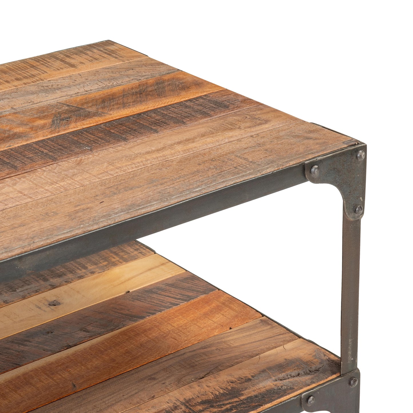 Couchtisch >Storage< 90x60cm aus Altholz und Metall