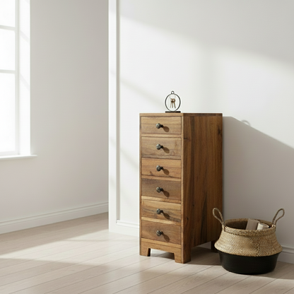 Kommode Beistellschrank mit 6 Schubladen aus Altholz