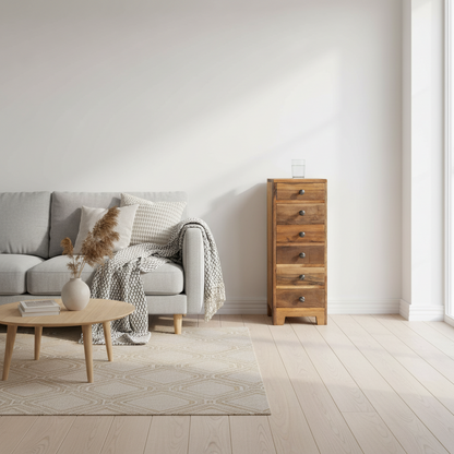 Kommode Beistellschrank mit 6 Schubladen aus Altholz